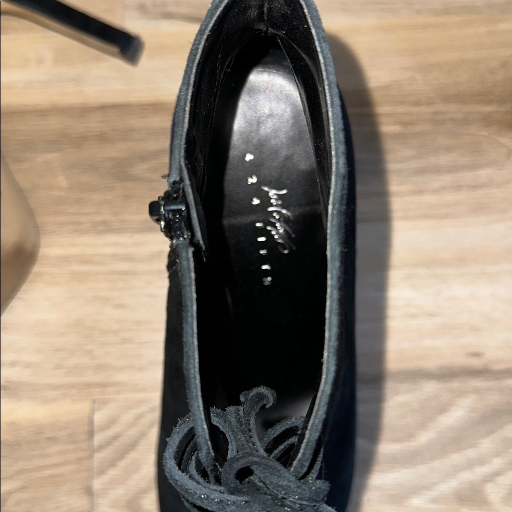 Lord & Taylor Black Lace-Up Peep Toe Ankle Boots - Picture 3 of 4